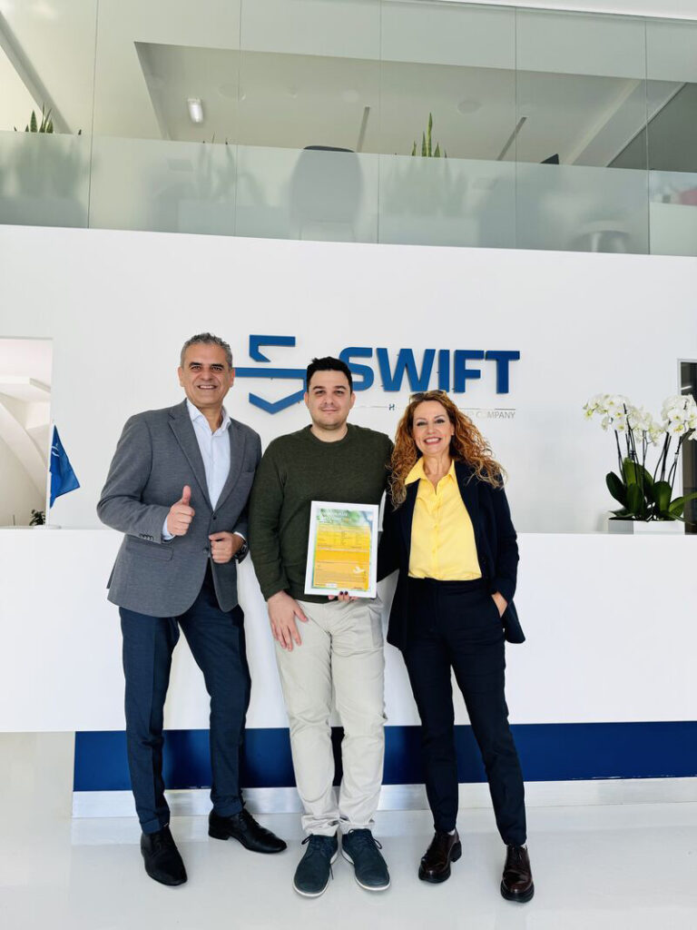 Swift Marine holding GoGreen Plus Certificate